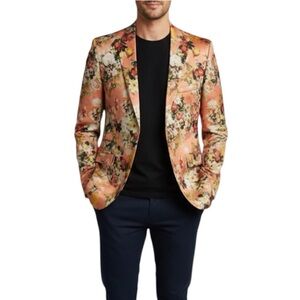 Rossi Man Premium Floral Preppy Business Casual Blazer Sport Coat Men’s Size 46